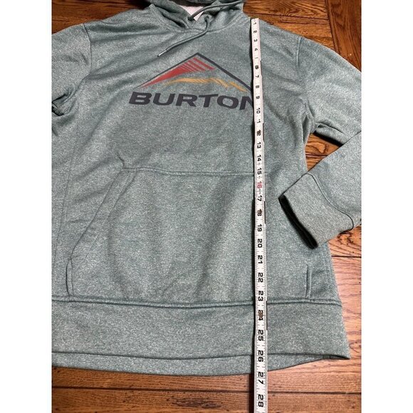 Burton Pullover Hoodie Logo Mountain Mens Size Small Green Thumb Holes A63 - Picture 3 of 6